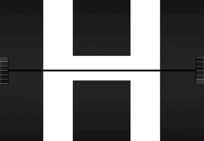 Letra H recta, en blanco, bien grande, sobre fondo negro