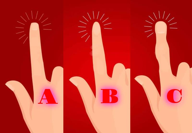 caricatura de 3 formas distintas de dedos, sobre fondo rojo.