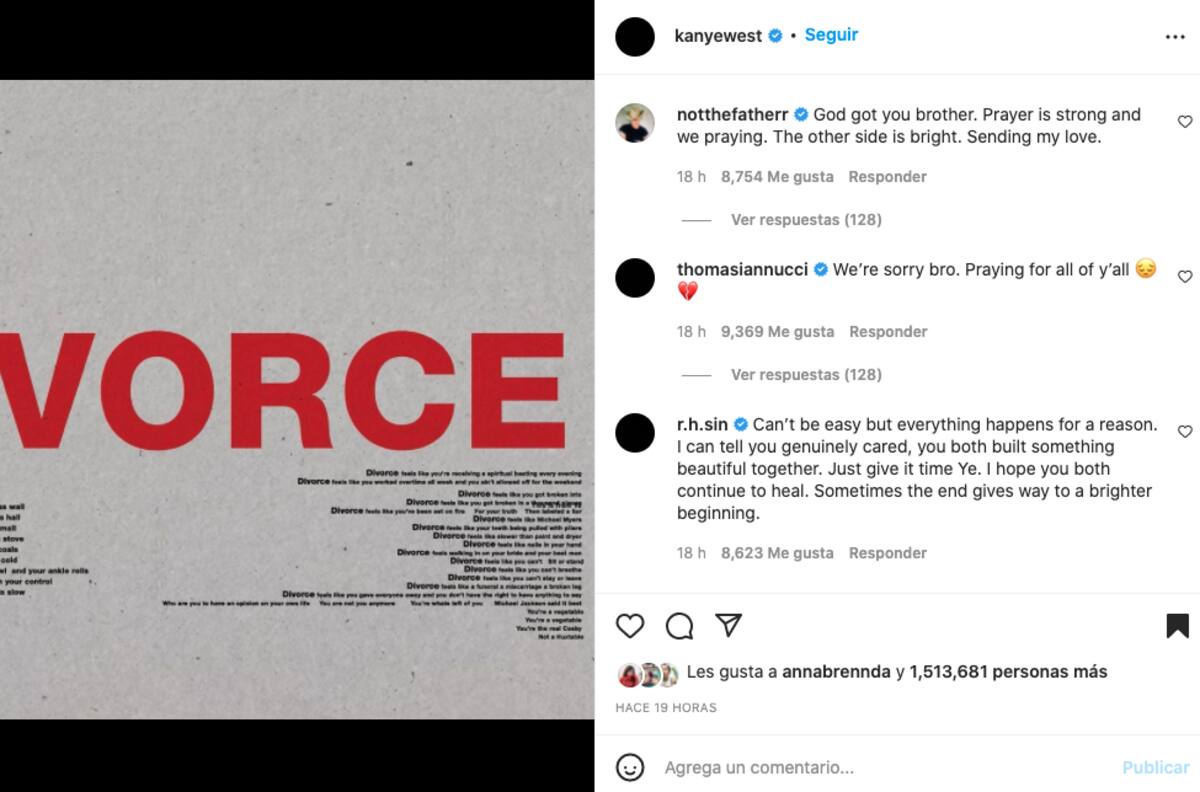 Un dolido Kanye West da su percepción del divorcio, mientras Kim Kardashian se siente genial