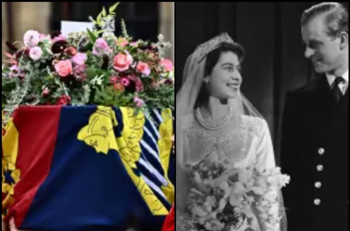 Romántico detalle floral de la reina la une con su esposo, el príncipe Felipe