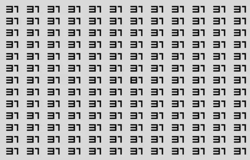 ¿Puedes ver el numero 81 entre los numeros 31?