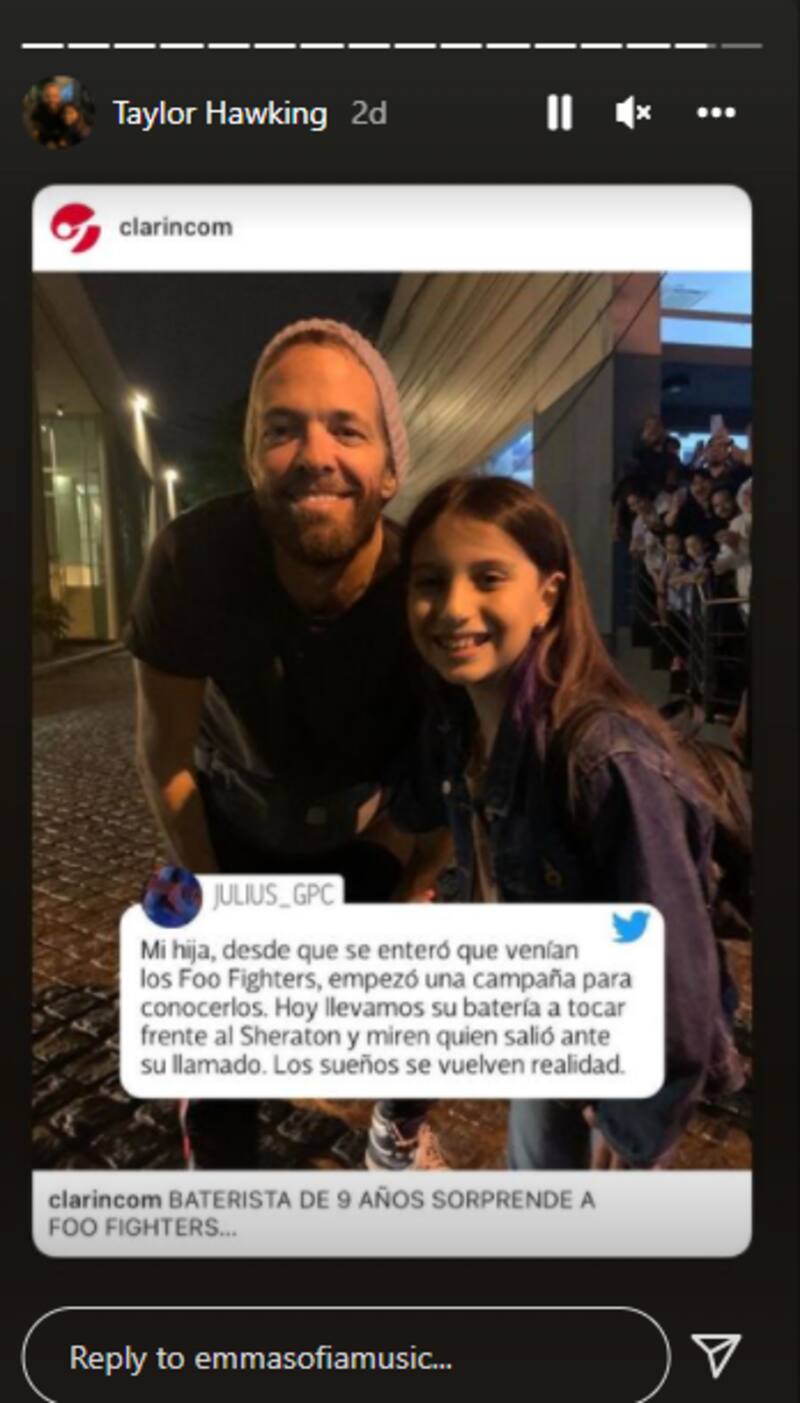 Taylor Hawkins salió a conocer a Emma Sofía - Créditos: Instagram