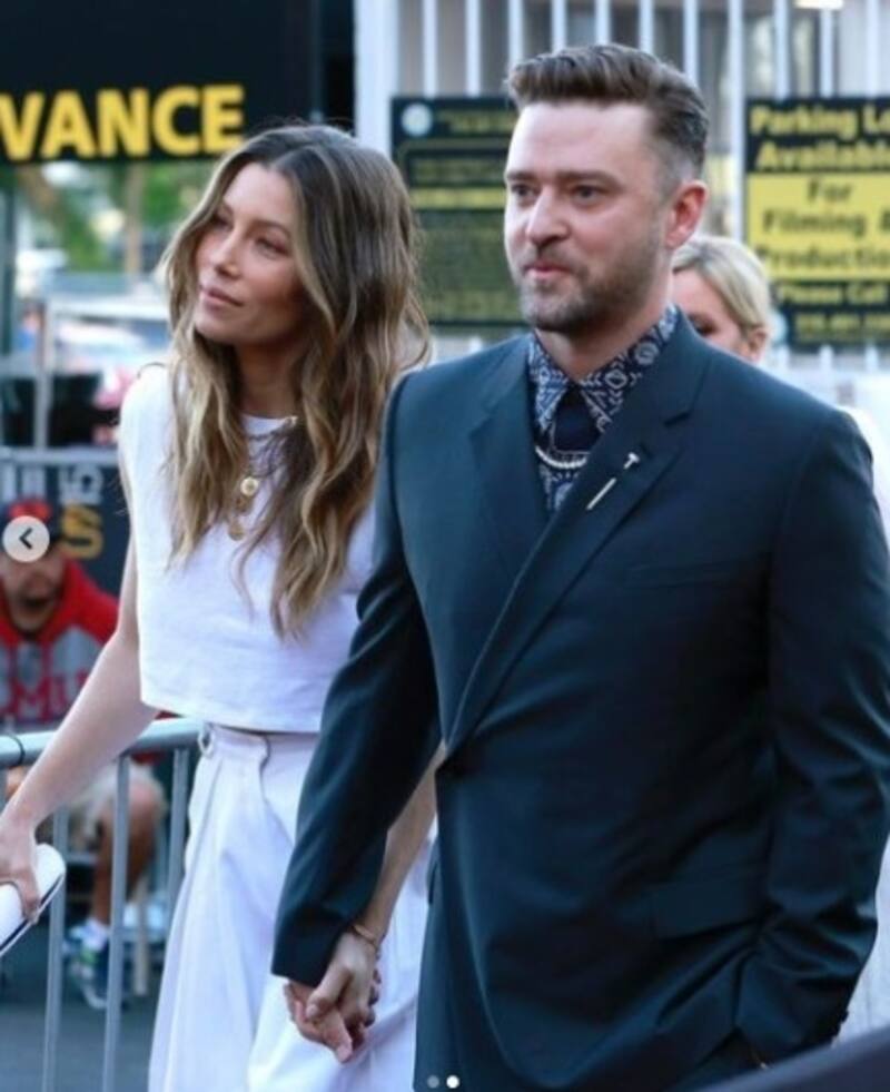 Justin Timberlake y Jessica Biel desfilan por la alfombra roja de una premiere - Créditos: Instagram