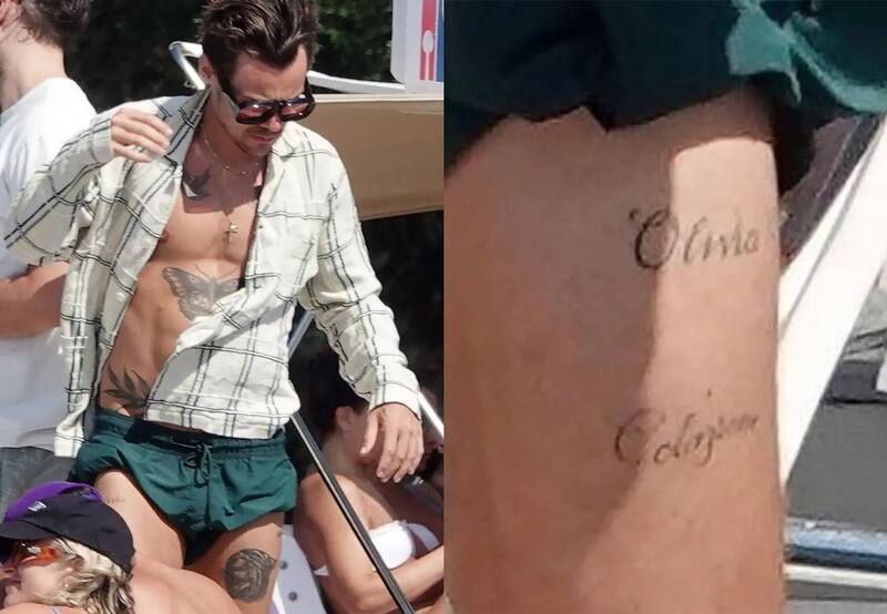 El tatuaje se encuentra en su muslo y parece la palabra Olivia escrita en letra cursiva. Fotos de PageSix