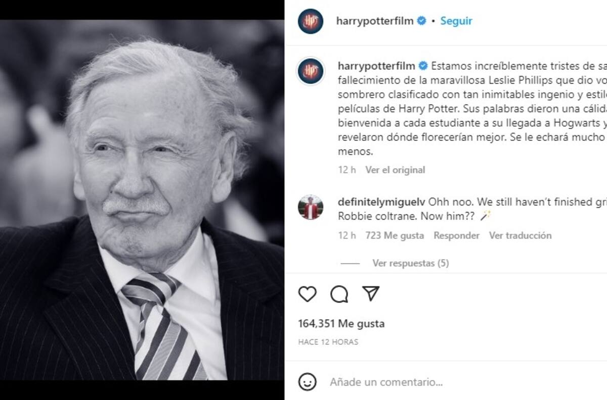 Fallece el actor Leslie Phillips, la voz del sombrero que seleccionaba las casas en ‘Harry Potter'