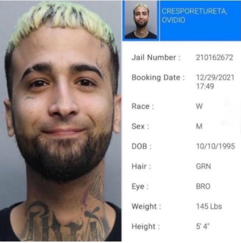 Arrestan a rapero cubano por asalto agravado con arma mortal Ovi tendrá que justificar el porte de armas - Créditos: Instagram