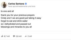 Carlos Santana colapsa en pleno escenario y él mismo aclara a qué se debió su desmayo