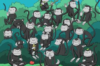 Reto visual: Encuentra al oso entre los monos