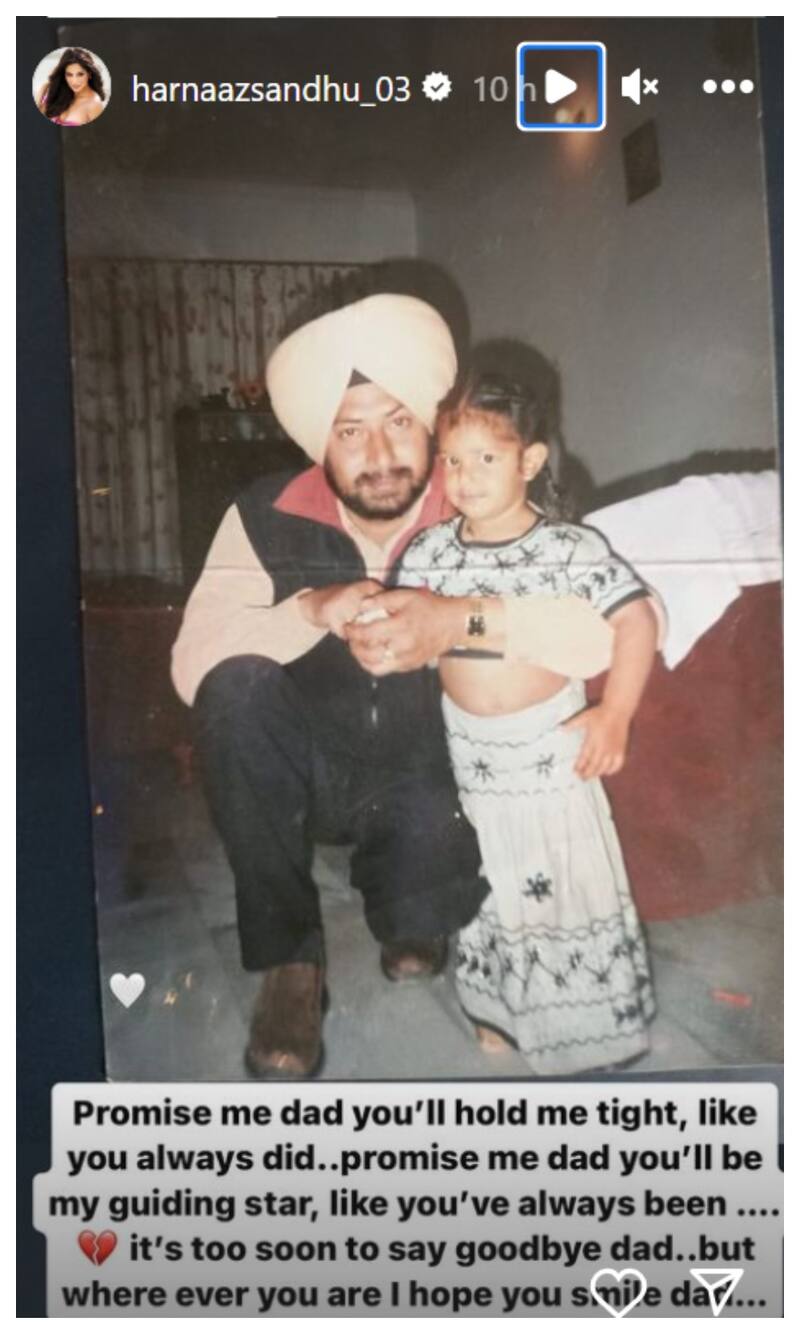 Haarnaz Sandhu subió a sus stories este jueves el emotivo mensaje por la muerte de su padre Pritam.