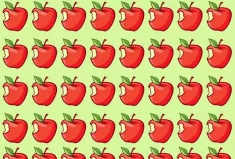 Tienes 7 segundos para encuentrar la manzana con una mordida diferente.