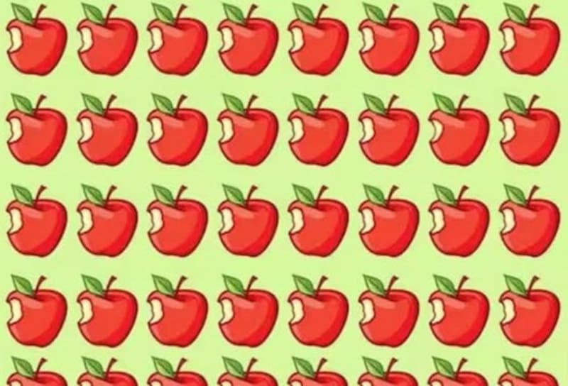 Tienes 7 segundos para encuentrar la manzana con una mordida diferente.