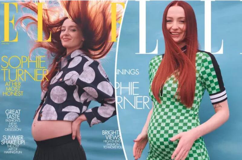 Sophie Turner protagoniza su primera portada embarazada - Créditos: Elle