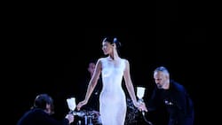 Bella Hadid luce revolucionario vestido de aerosol que comprime las fibras