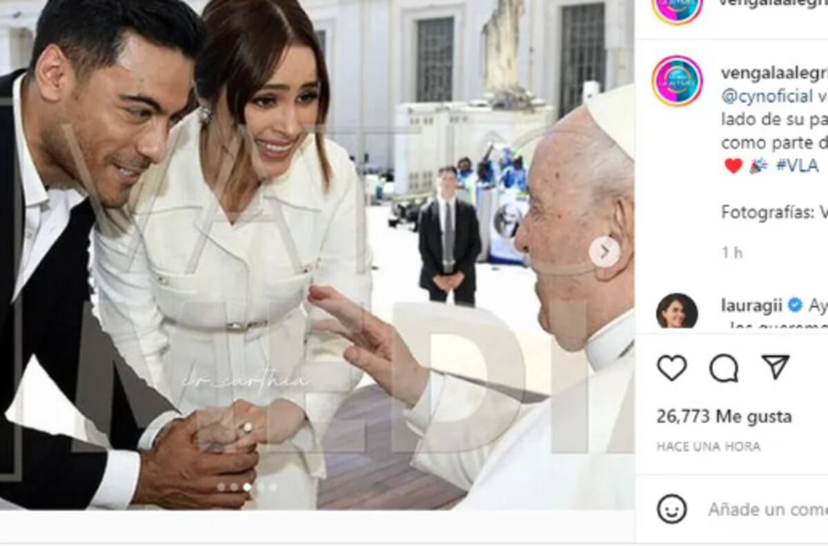 Carlos Rivera y Cynthia Rodríguez reciben bendición del Papa Francisco y ¡lucen anillos de boda!