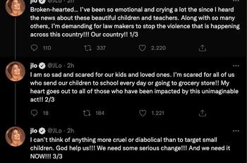 "¡Dios ayúdanos!": JLo desconsolada lanza una súplica y asegura que no para de llorar