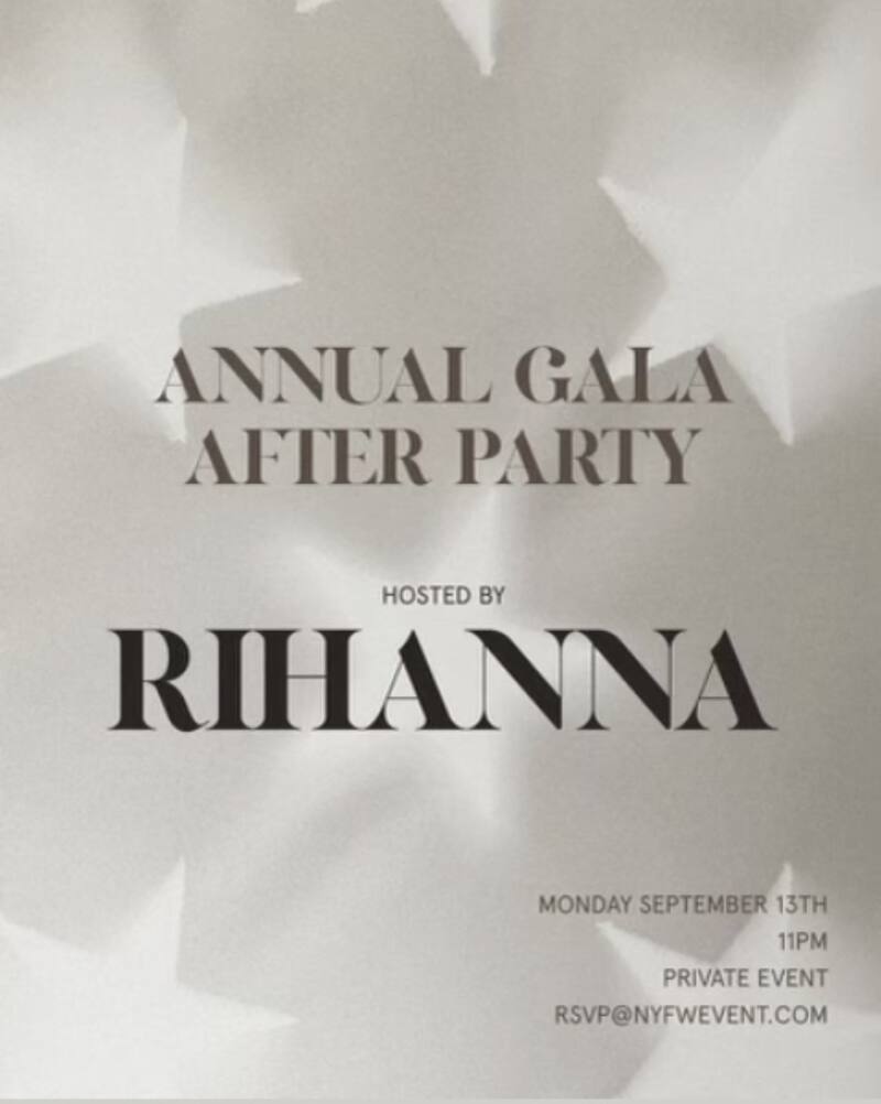 Met Gala Invitación de la fiesta anual presentada por Rihanna - Créditos: Instagram @baldgalriri