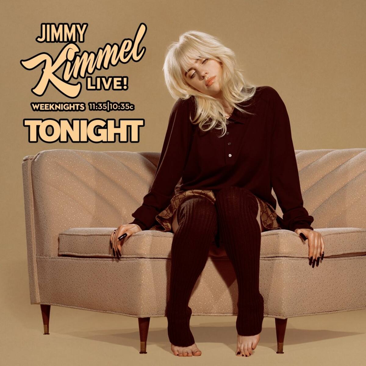 Billie Eilish La cantante se presentó en el programa de Jimmy Kimmel - Créditos: Twitter @billieeilish