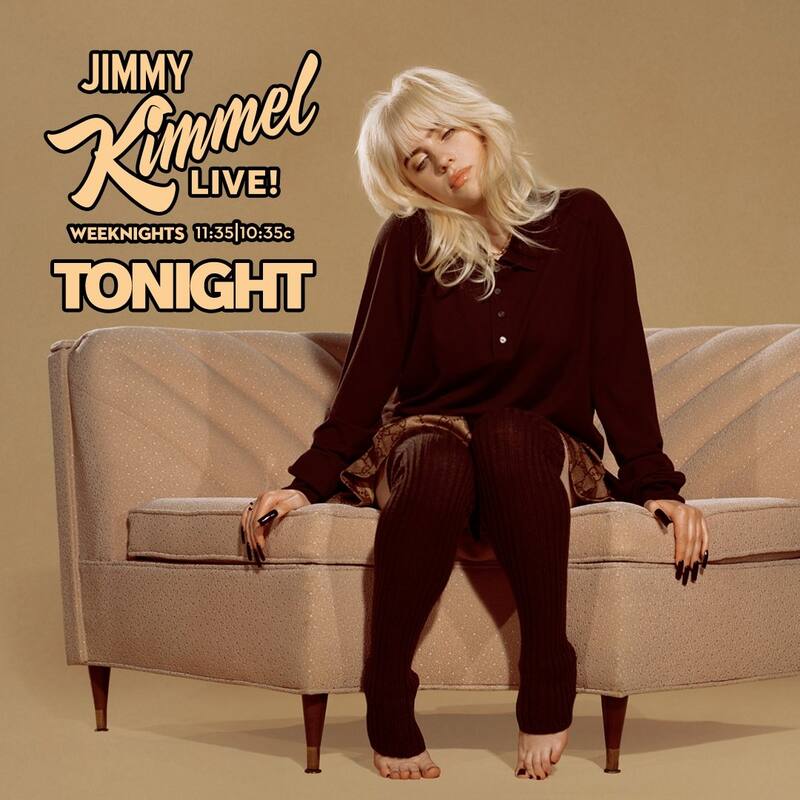 Billie Eilish La cantante se presentó en el programa de Jimmy Kimmel - Créditos: Twitter @billieeilish