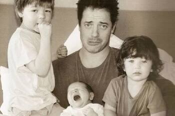 Así de grande están los hijos de Brendan Fraser, el actor favorito al Oscar por “The whale”