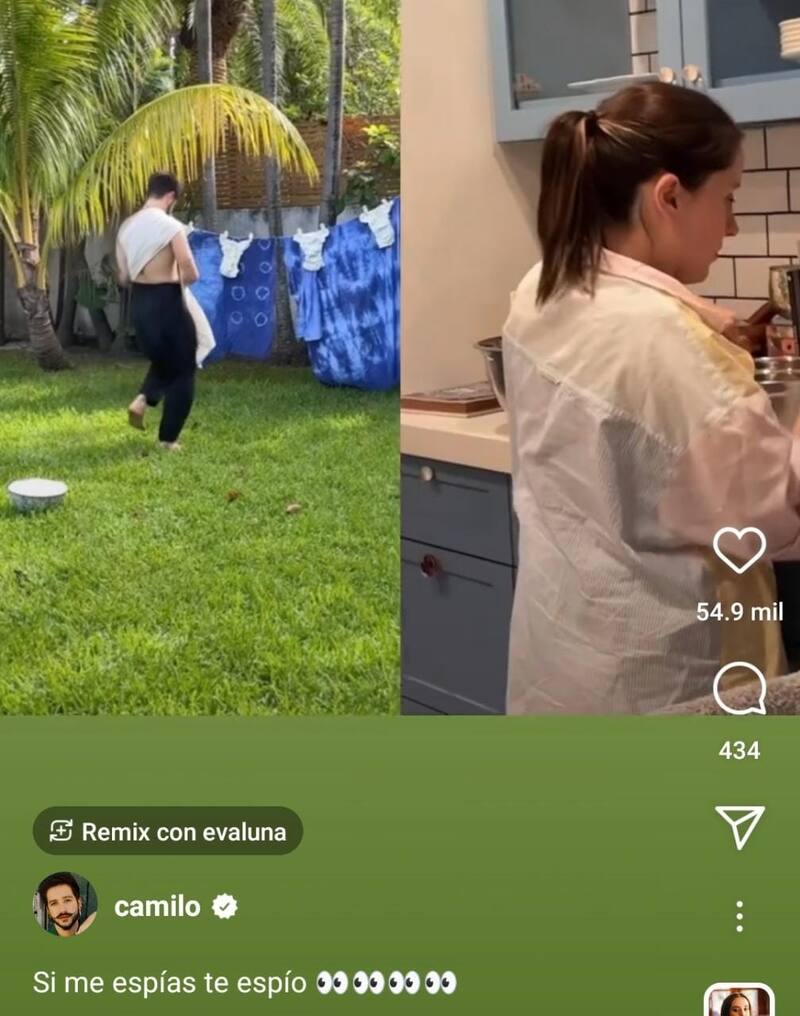 Camilo graba a Evaluna en un momento íntimo - Créditos: Instagram