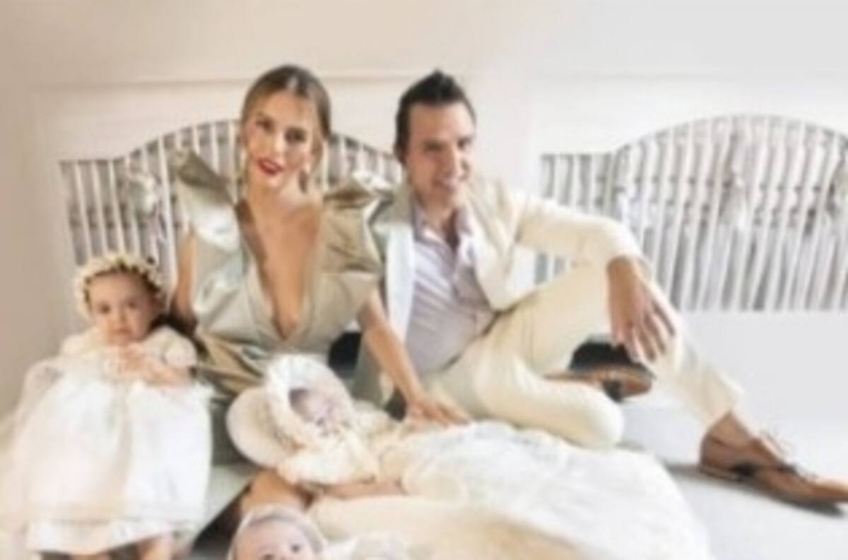 Claudia Álvarez y Billy Rovzar festejan en grande el bautizo de sus tres hijos