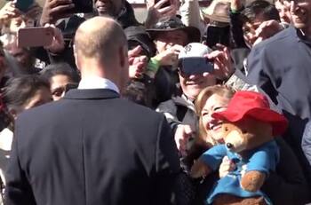 Rey Carlos III y príncipe William emocionados con presencia de oso Paddington