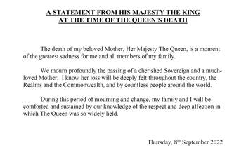 Las primeras palabras de Carlos como rey de Inglaterra