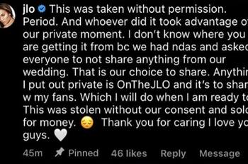 Una molesta JLo asegura que sufrió robo durante su boda con Ben Affleck