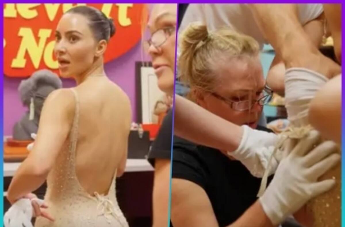 El agobiante proceso de ponerle el vestido de Marylin Monroe a Kim Kardashian