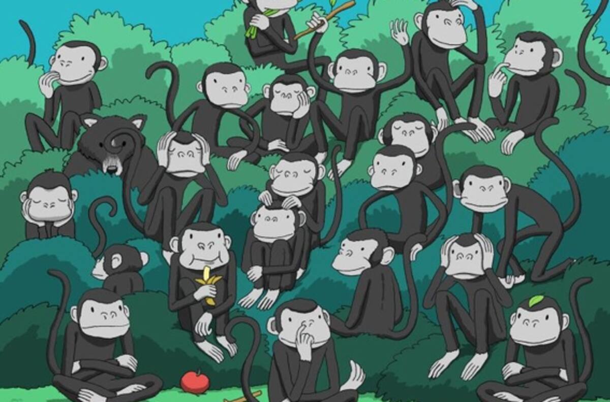 Reto visual: Encuentra al oso entre los monos