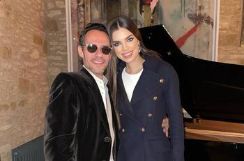 Marc Anthony y Nadia Ferreira realizan risueña primera aparición pública tras anuncio de embarazo