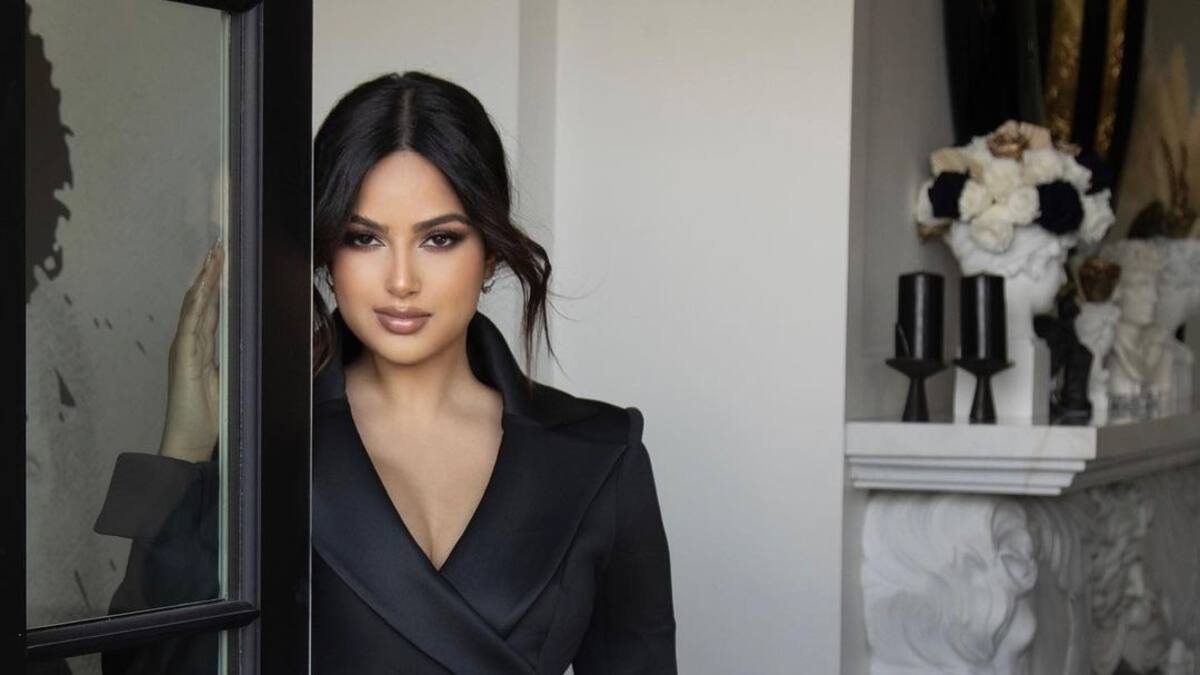 Ex Miss Universo Haarnaz Sandhu pone su belleza al servicio de una campaña impactante