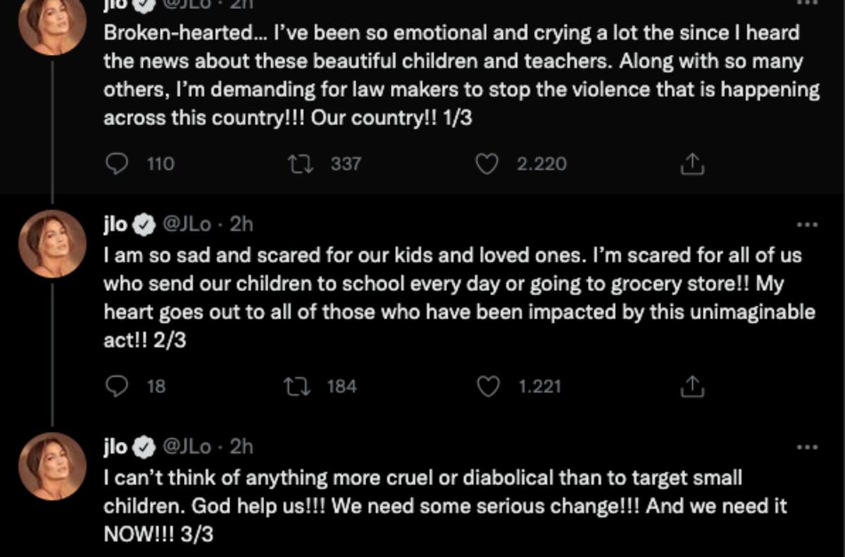 "¡Dios ayúdanos!": JLo desconsolada lanza una súplica y asegura que no para de llorar