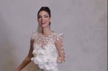 Nadia Ferreira lució radiante con su espectacular vestido de novia junto con Marc Anthony