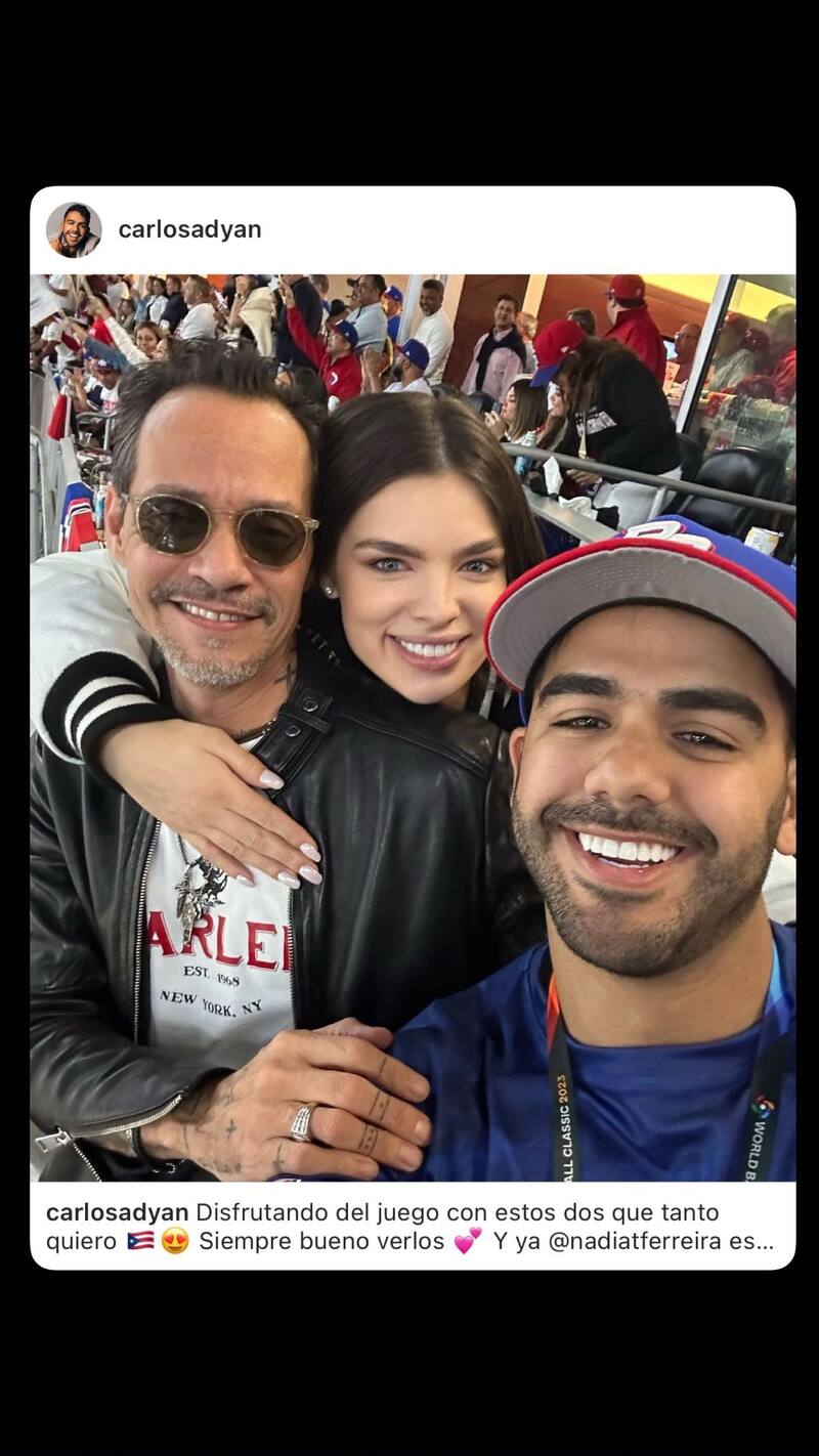 Nadia y Marc disfrutaron de una noche de beisbol al lado de Daddy Yankee - Créditos: Instagram