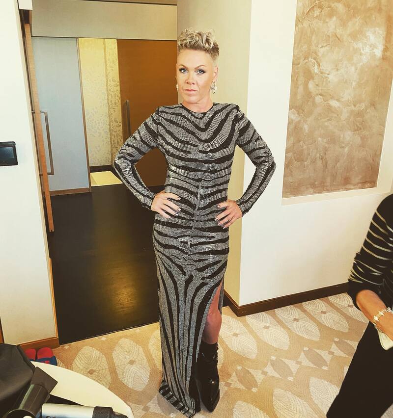 Pink quedó sorprendida con la bolsa que le arrojaron durante un concierto.