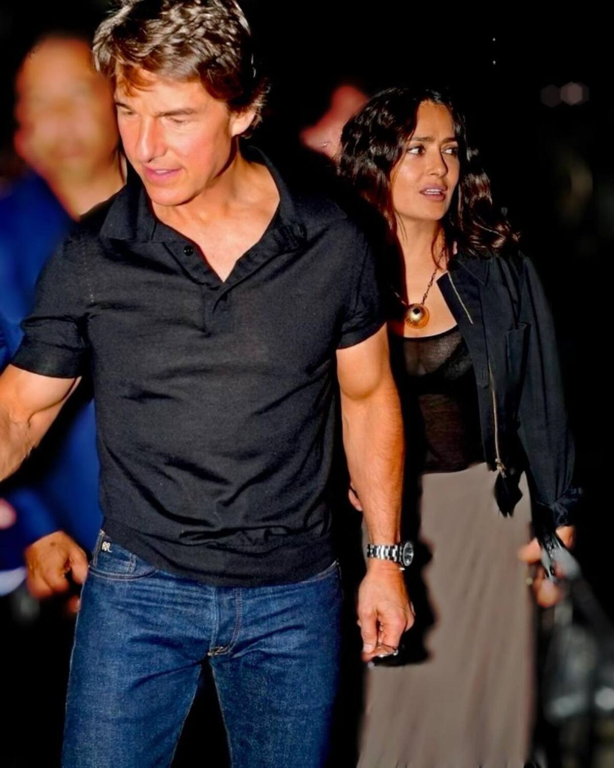 Salma Hayek sale a cenar con Tom Cruise y muestra en redes lo caótico que fue la salida - Créditos: Instagram