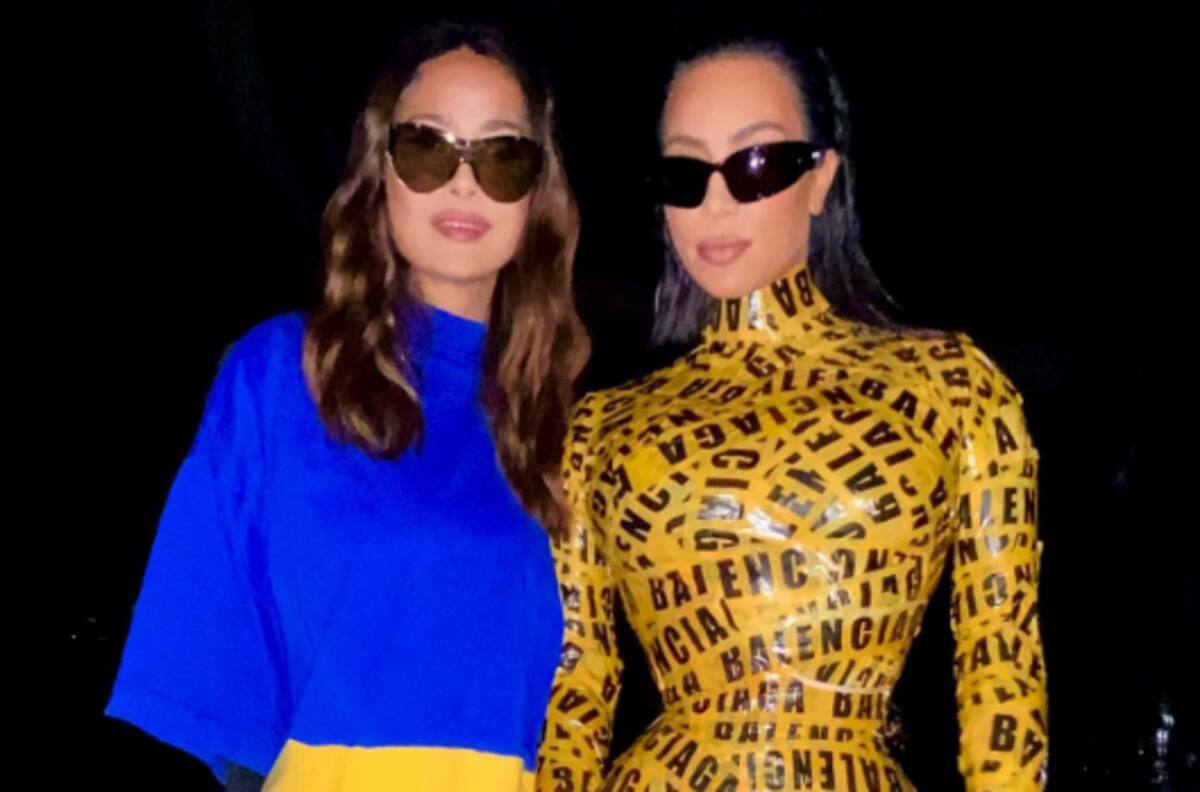 Salma Hayek y Kim Kardashian se unen en París para honrar al pueblo de Ucrania