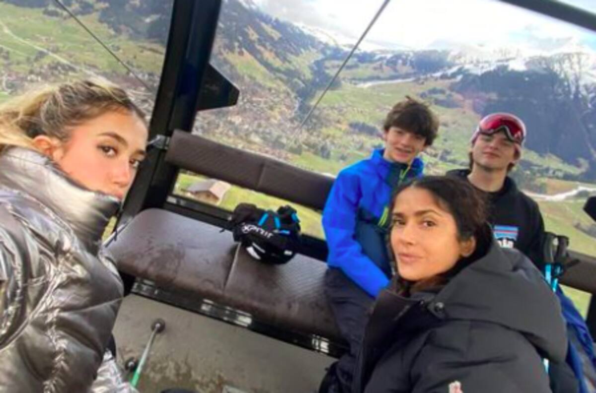 Salma Hayek se acerca a su hijastro Augie, hijo de la famosa modelo Linda Evangelista