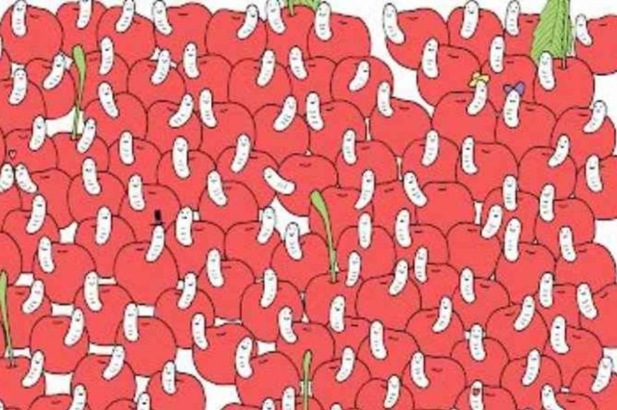 Encuentra la cereza que no tiene un gusano.