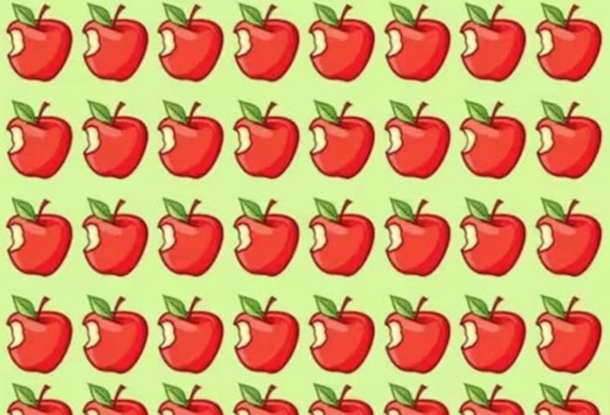 Tienes 7 segundos para encuentrar la manzana con una mordida diferente.